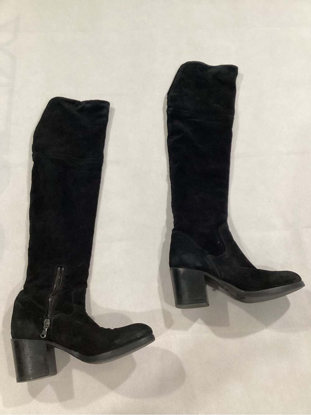 Vero Cuoio Black Over-the-Knee Suede Block Heel Boots made in Italy size 7.5